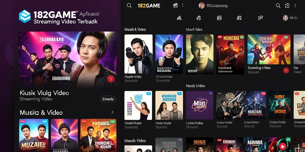 Tampilan antarmuka aplikasi 182GAME untuk streaming video.