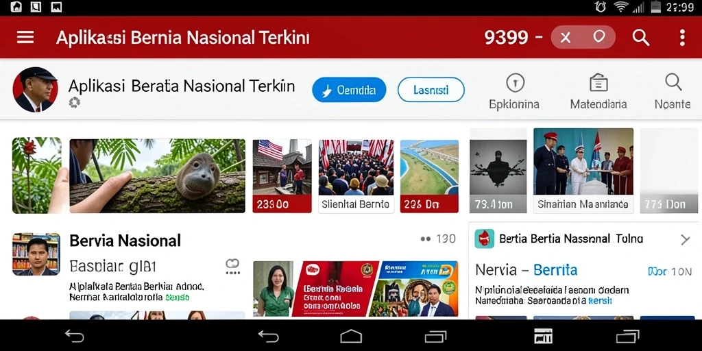 Antarmuka aplikasi Berita Nasional dengan tampilan berita terkini.