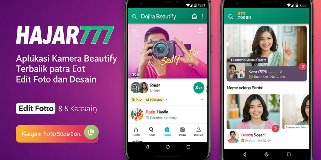 Tampilan antarmuka HAJAR777 dengan fitur unggulan untuk kamera beautify.
