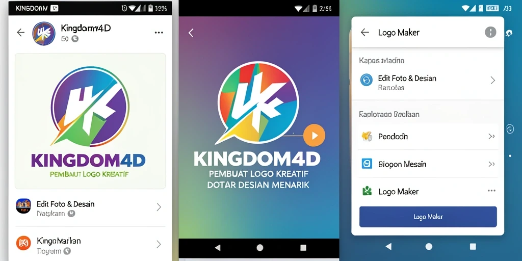 Tampilan antarmuka pengguna KINGDOM4D dalam proses pembuatan logo.