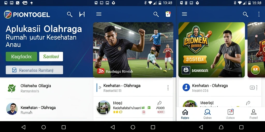 Antarmuka menarik dari aplikasi PIONTOGEL untuk olahraga rumah.