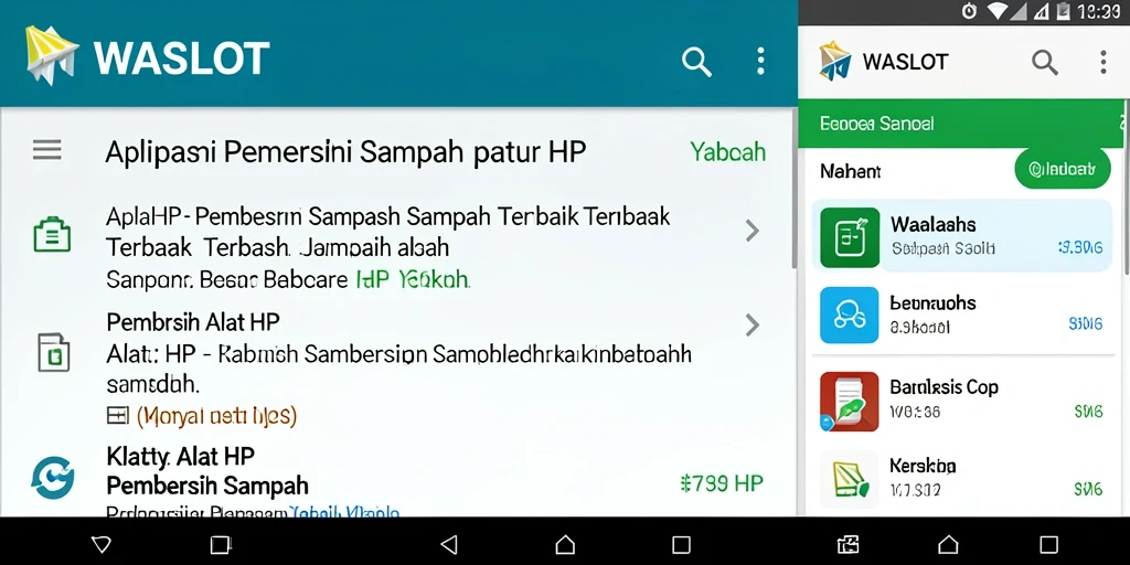 Tampilan antarmuka bersih dan sederhana dari aplikasi Pembersih Sampah WASLOT.